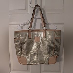 Coach Metallic Gold Leather Trim Tote